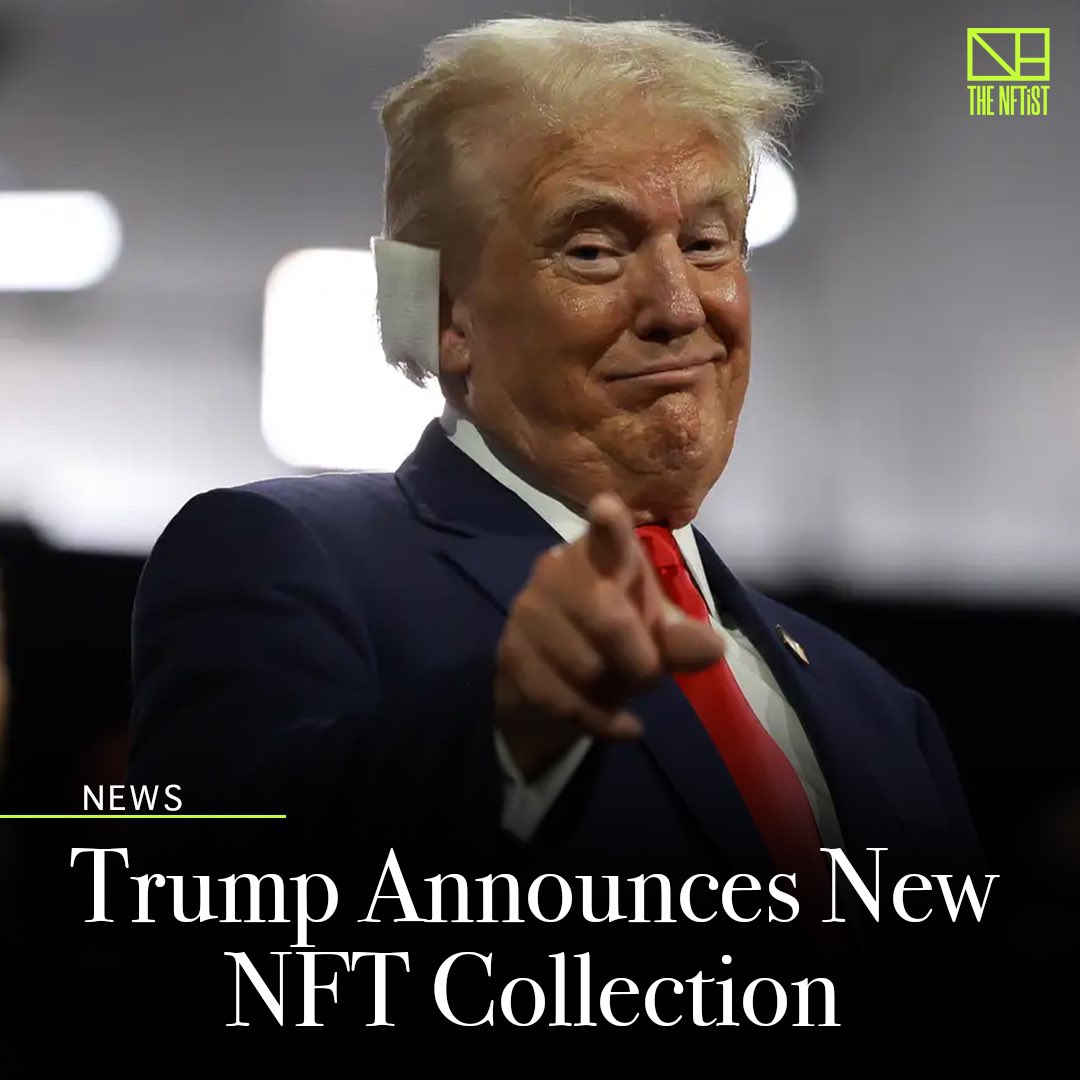 thenftist's tweet photo. @realDonaldTrump announces his fourth #NFT collection, continuing his success in the #crypto world. 

#TrumpNFT #CryptoNews https://t.co/VIVqNfSPTp