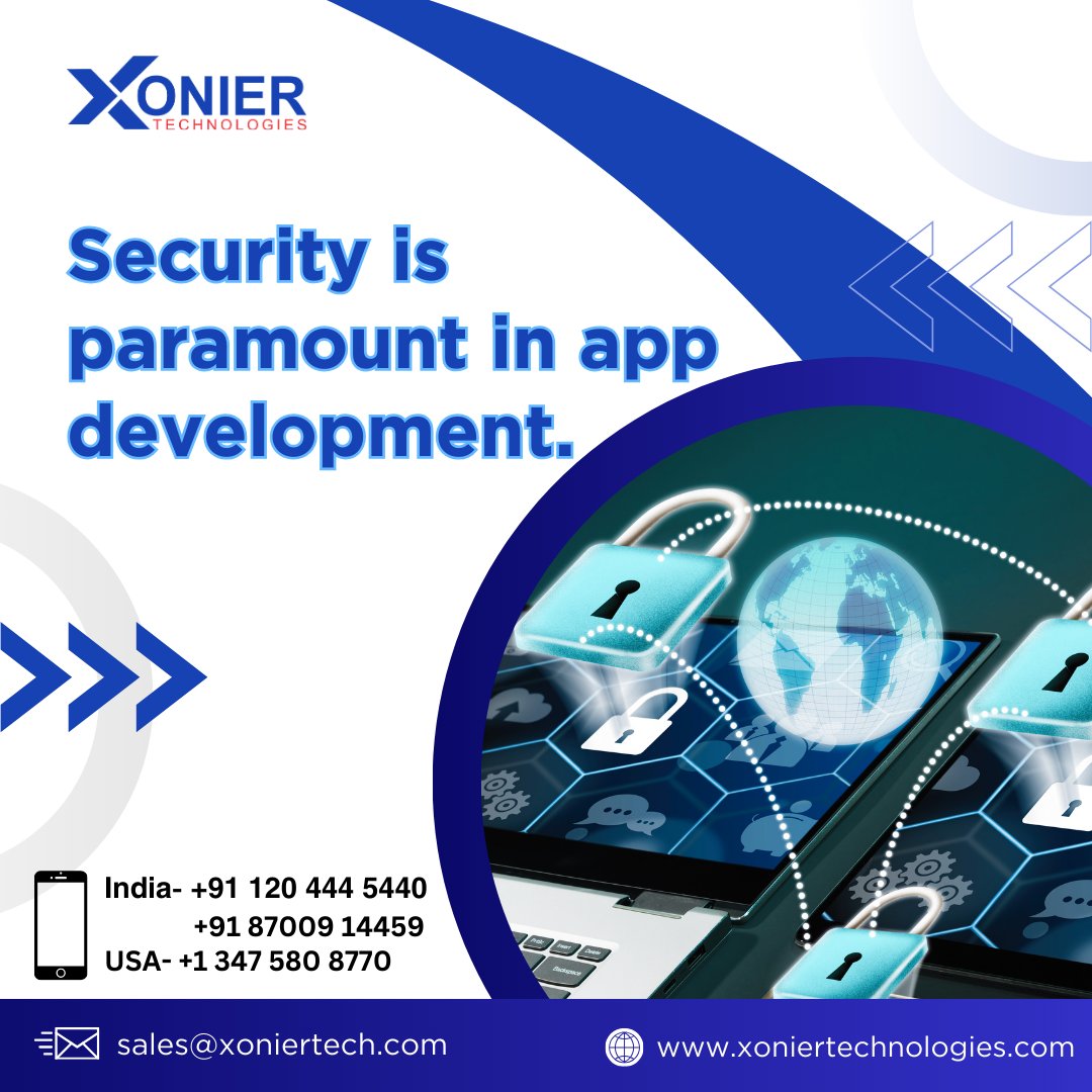 XoniertechInc's tweet photo. At XonierTechnologies, we prioritize app security protocols, safeguarding user data and ensuring compliance with industry standards. Partner with us to build secure apps that users can trust.

#xoniertech https://t.co/wtYtFP2WTo