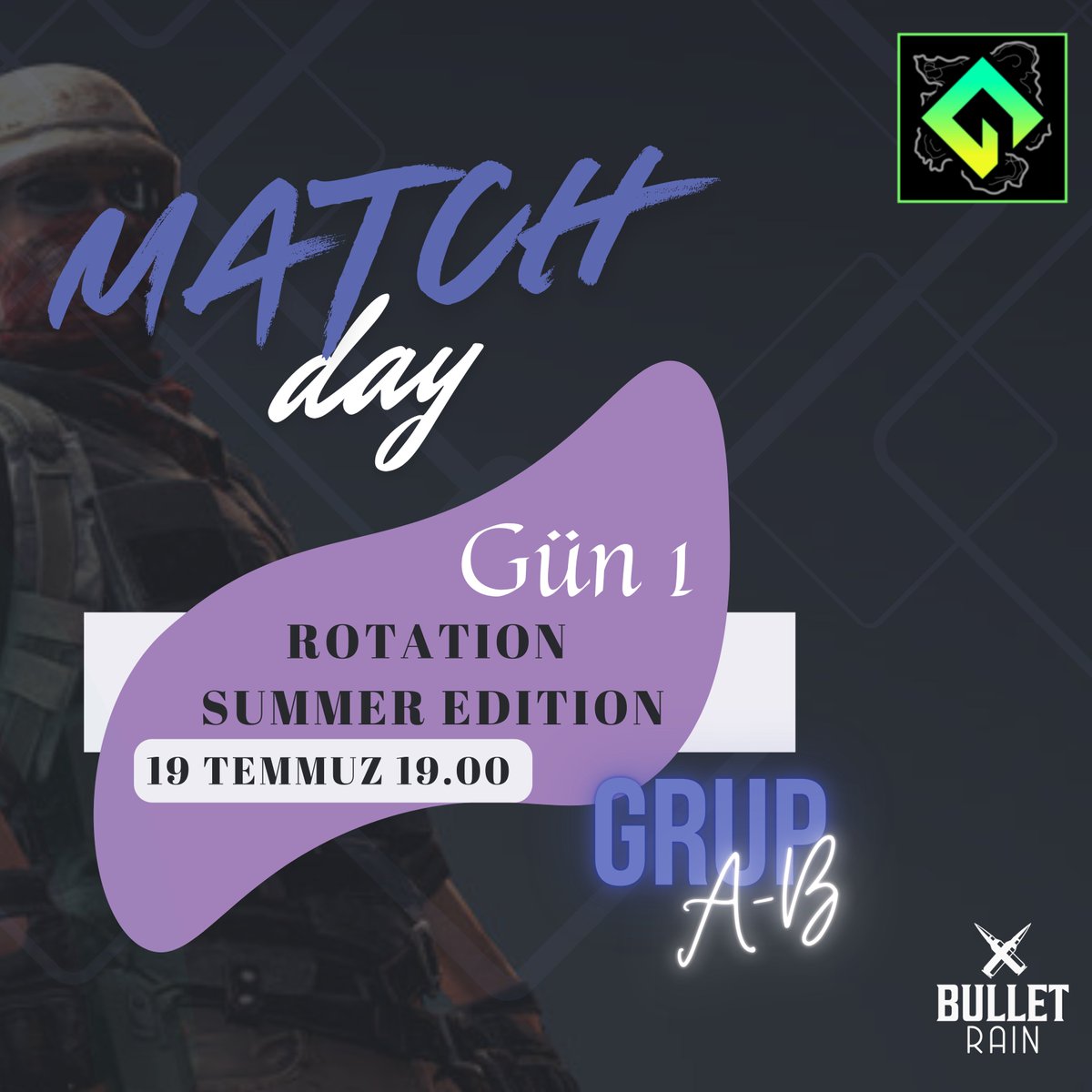 BulletRainPubg's tweet photo. Maç Günü 👊
BulletRain PUBG takımımız, Rotation: Summer Edition Grup Maçları İçin Bugün Maça Çıkıyor! 🔥
🗓️ 19 Temmuz
🕐 19:00 TSİ https://t.co/70T5B37o34💥 #pubgesports #PUBG #BulletRainpubg #PUBGEsport #beingesports #challengermode https://t.co/hNcCmBS3vB