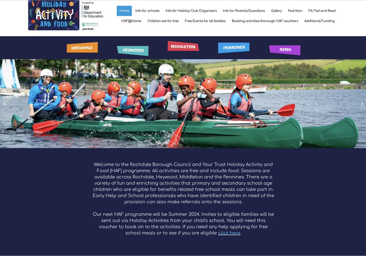 Families whose children receive free school meals can access free activities and food during the school holidays. Visit Your Trust Holiday Activity and Food (HAF) Rochdale – (haf-rochdale.co.uk) for info. or contact your child's school #schoolsoutforsummer