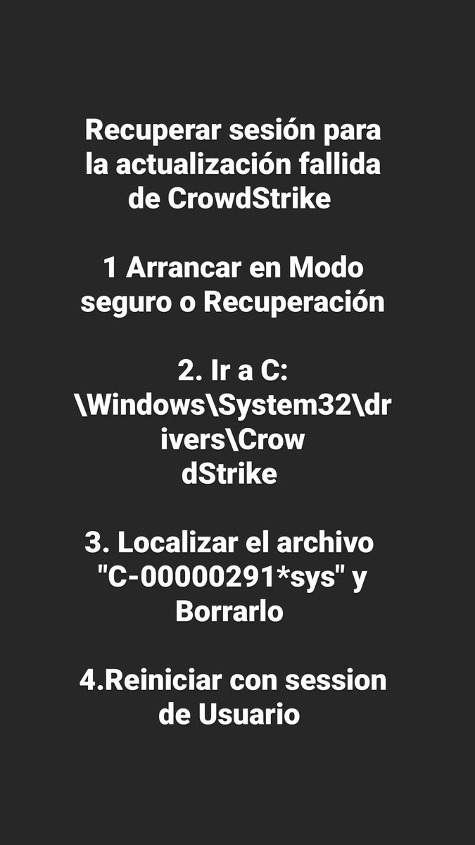 <a href="/PregoneroL/">Pregonero</a> Acá la solución al #Crowdstrike
