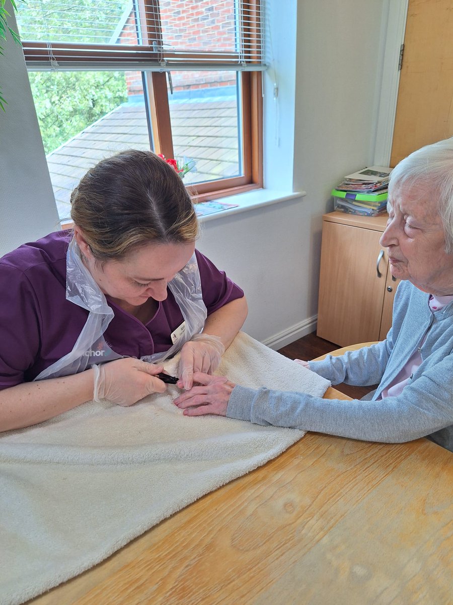 WoodsWynyard's tweet photo. Our residents enjoyed a nail care #pamper, one to one chats and to follow tea &amp; cake  🥮  ☕ 🫖 #wynyardwoods https://t.co/dY7fqw5Ji1