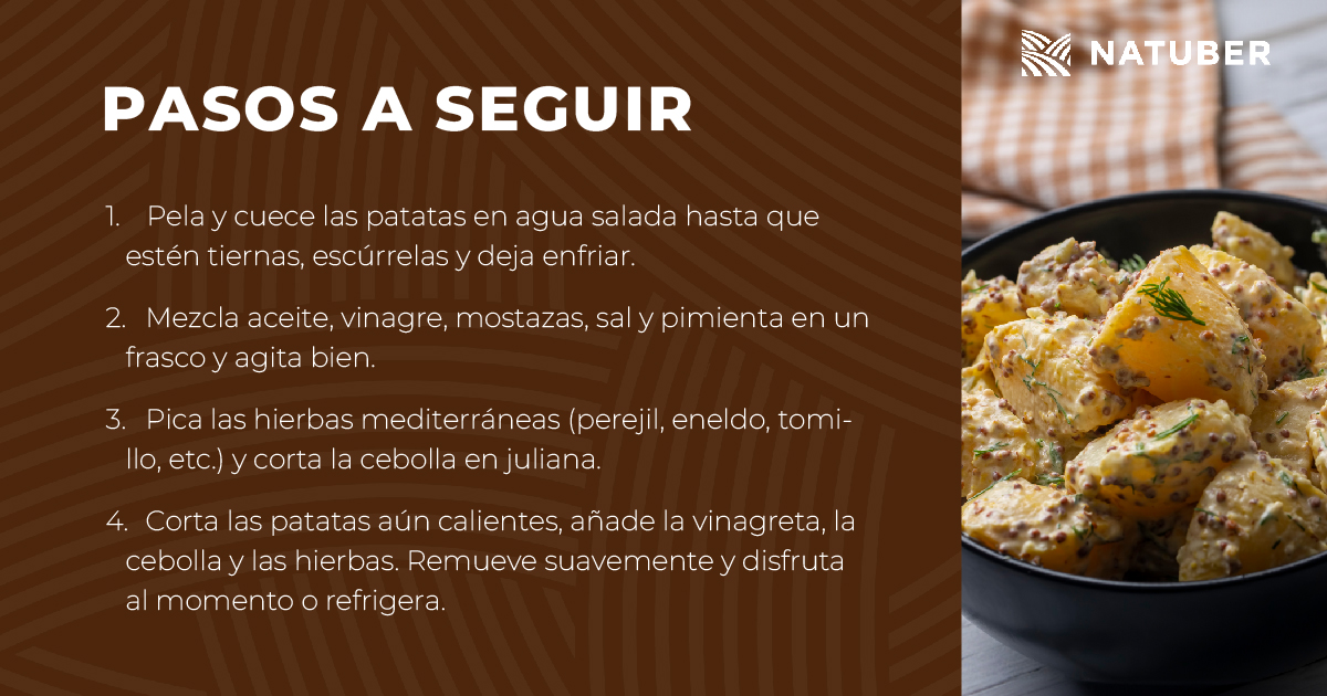 NatuberSL's tweet photo. Nada mejor que una ensalada de patatas para acompañar tus comidas, no solo por su simple elaboración, sino que es una opción fresca para esta temporada. En este paso a paso te mostramos como elaborar esta sabrosa receta 👩🏻🍳 🥔
#NATUBER #Calidad #HORECA https://t.co/nulgbuv2Vd