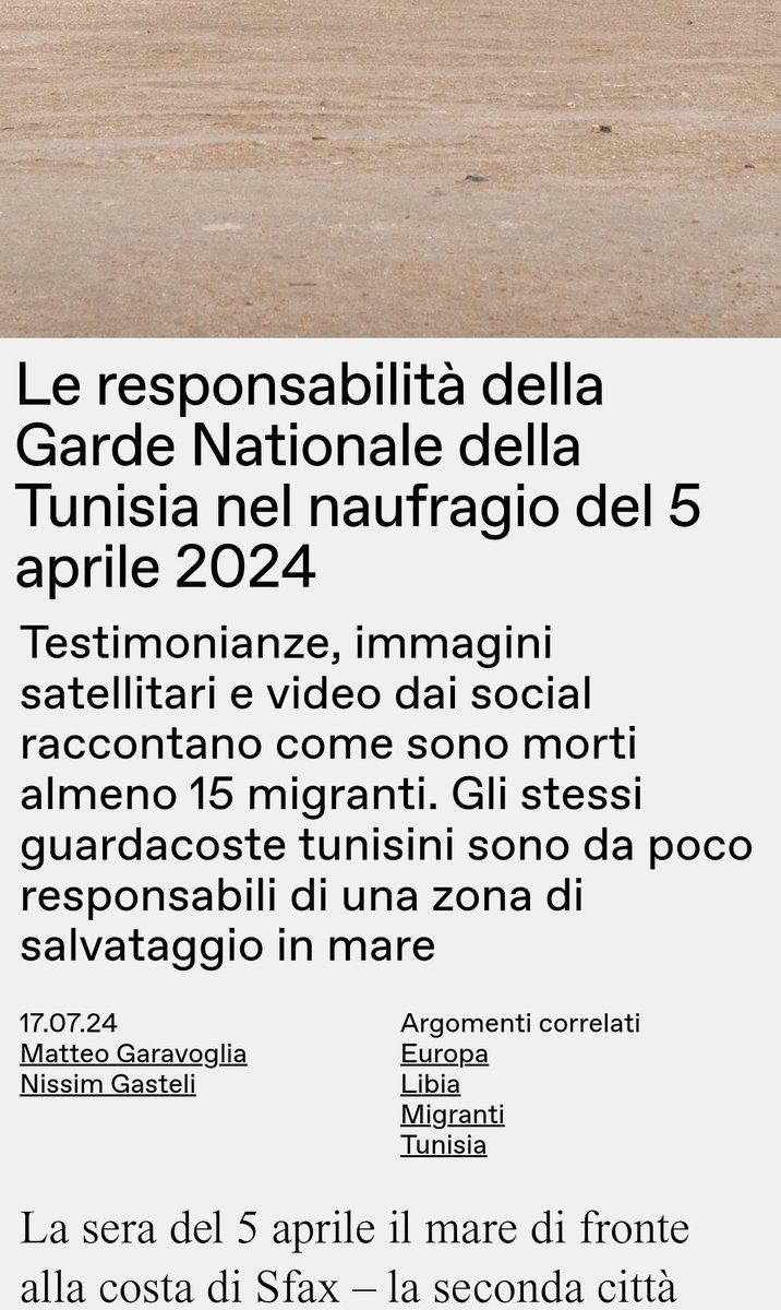 scandura's tweet photo. #Tunisia Lacrimogeni lanciati sulle imbarcazioni stracariche di Persone e speronamenti. Il risultato di queste aggressioni in mare🌊? Quello di sempre, naufragi mortali per mano di criminali spacciati per guardia costiera. Si cominciano a raccogliere le prove da un altro 'buco nero': quello della Tunisia (perfino più omertoso di quello libico per certi aspetti) sostenuta 💰 dal #TeamEurope di #Meloni 🇮🇹 e #Ursula von Der Leyen 🇪🇺.  

L'inchiesta di Matteo Garavoglia e Nissim Gasteli su Irpimedia.
👇🏽
🔍
https://t.co/nb0URyZZJ3
👆🏽

#UrsulaVonDerLeyen #vonderLeyen #VDL
#Migranti #Migrants
#FortressEurope
#Lampedusa