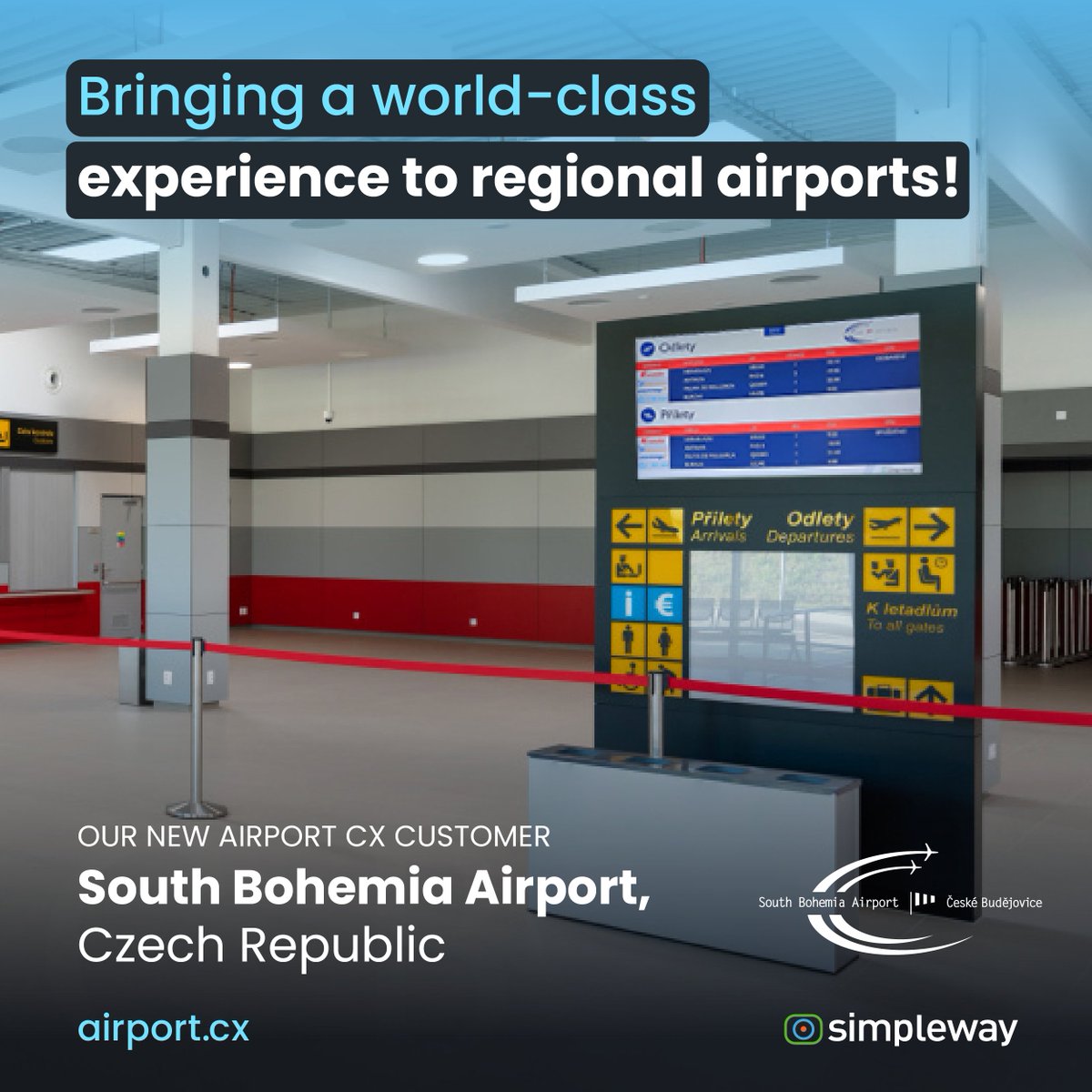 🌟 South Bohemian Airport in České Budějovice, Czech Republic, has successfully implemented Airport CX to enhance operations and passenger experience!

Our cloud-based Airport CX, built upon our extensive experience with world-class airports,  is perfect out-of-the-box solution