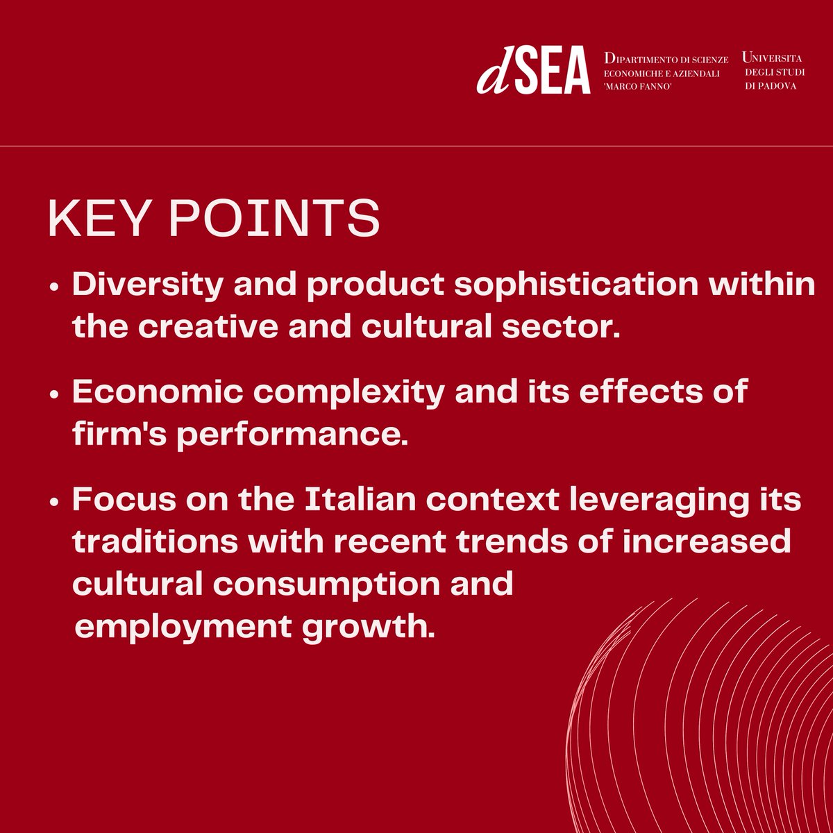 👤Chiara Burlina <a href="/chiarabu2/">Chiara Burlina</a> 
📝Economic complexity and firm performance in the cultural and creative sector: Evidence from Italian provinces
Paper published in European Urban and Regional Studies
unipd.link/Burlina