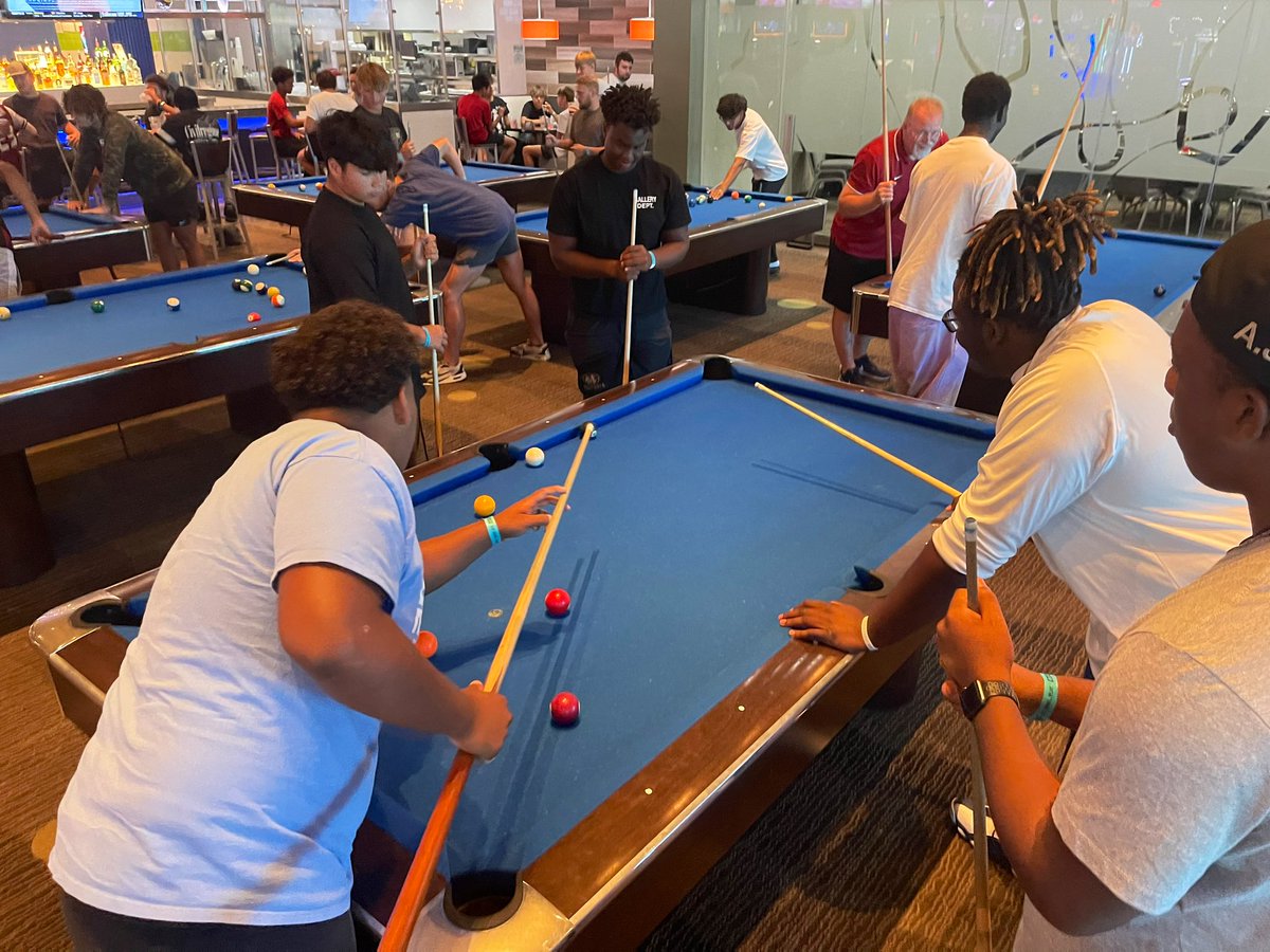 MCFootballCoach's tweet photo. Took a break from workouts to go have some fun and do some team bonding at Main Event this week !  #COMPETE https://t.co/iDmAmW5nGA
