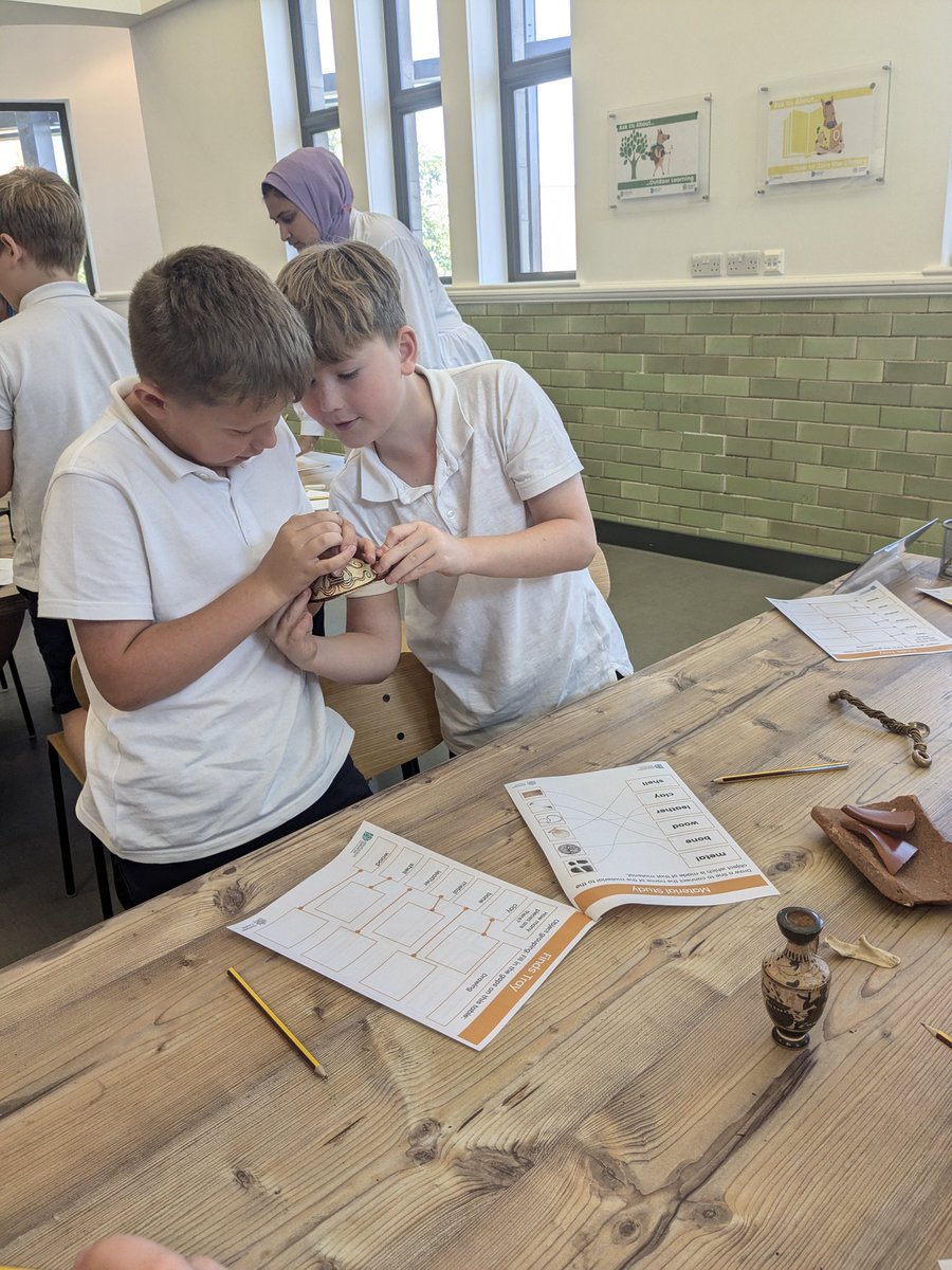 ElpRosedale's tweet photo. Year 5 are having a great time  being archeologists!
 Ancient Greek object study at Doncaster Museum. 
Hands on learning! 
#ancientgreeks
@DanumGLAM https://t.co/6a33NrAY2k