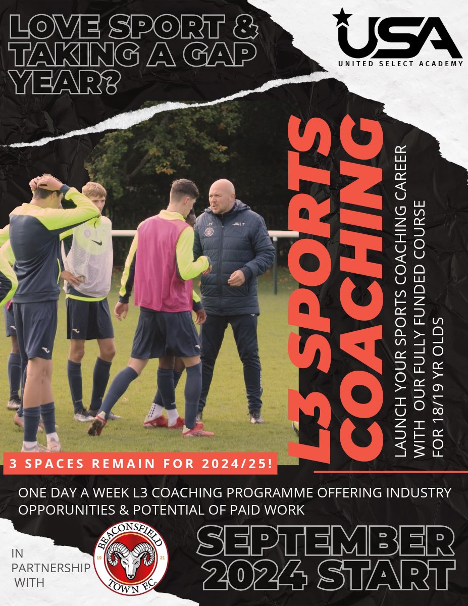 unitedselect's tweet photo. Taking a Gap Year next season and want to begin your Sports Coaching Journey - optional football playing pathways available but you can chose just the Sports Coaching pathway, just one day a week! Click here to find out more #gapyear #sportscoaching 

https://t.co/TunBIJ93GY https://t.co/SEVlehrZur