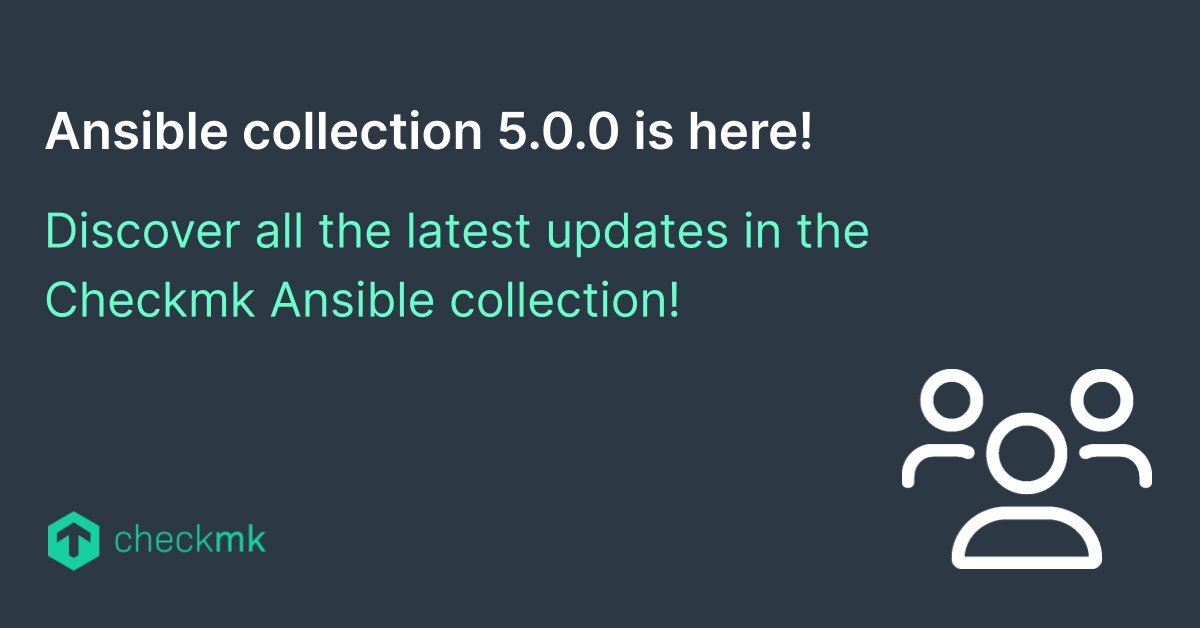 checkmk's tweet photo. 🚀 #Checkmk Ansible Collection Version 5.0.0 is here!🚀
This release brings significant updates, including changes to the "lookup_folder" plug-in and enhancements in the agent role. Discover all the #updates and details in our latest forum post.
🔗Visit: https://t.co/M8eutsqjHX https://t.co/E3RqUJw4Wr