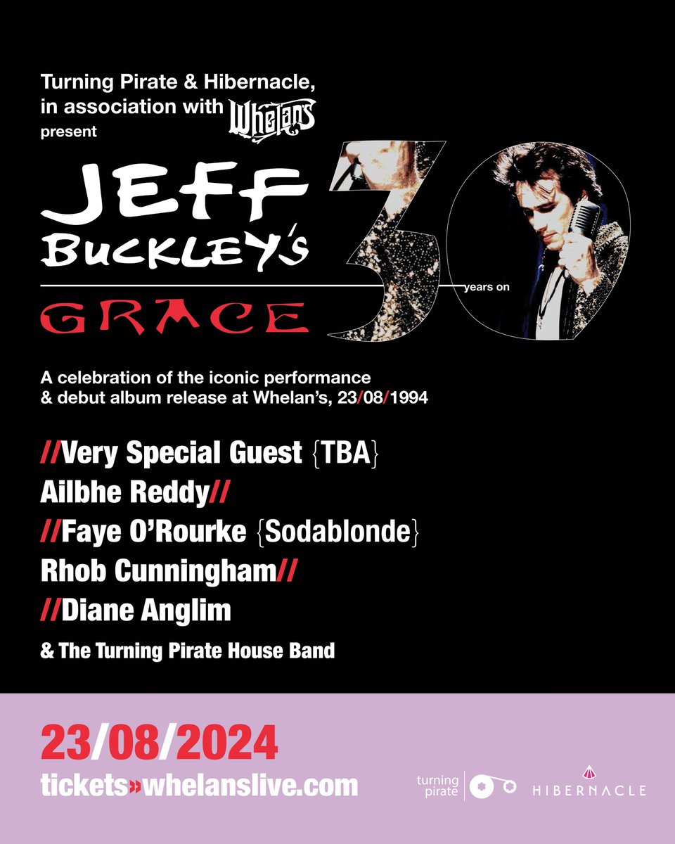 hibernaclemusic's tweet image. We are incredibly excited to announce the first part of the line up for our celebration of 30 years of Jeff Buckley’s album ‘Grace’

Tickets on sale now at

whelanslive.com/event/jeff-buc…