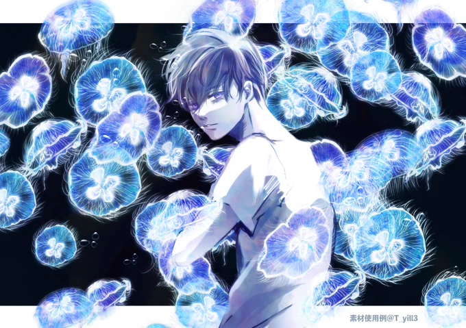 【海月セット素材/FANBOX支援者様特典】 7月のプランでは海月セットの素材を配布します! イラスト・デザインでご活用ください 詳細はリプツリー↓  #FANBOX #素材配布 