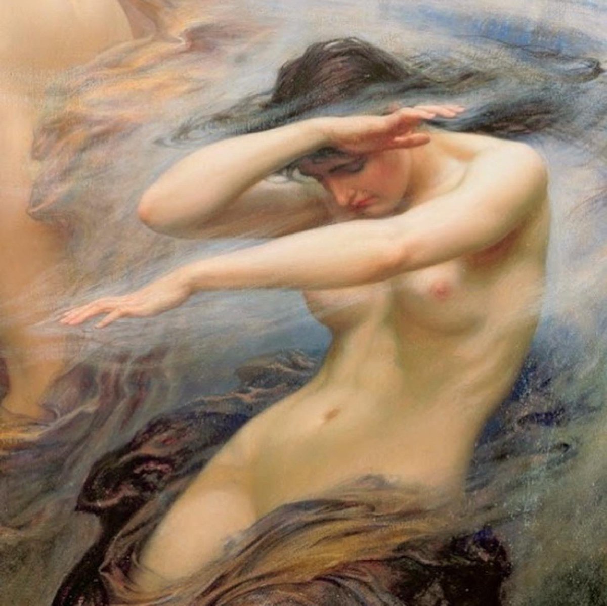 AcademiaAesthe1's tweet photo. The Morning Mists (clyties of the mist) oil painting on canvas by Herbert James Draper, 1912 ✨ https://t.co/EmIWDufWOI