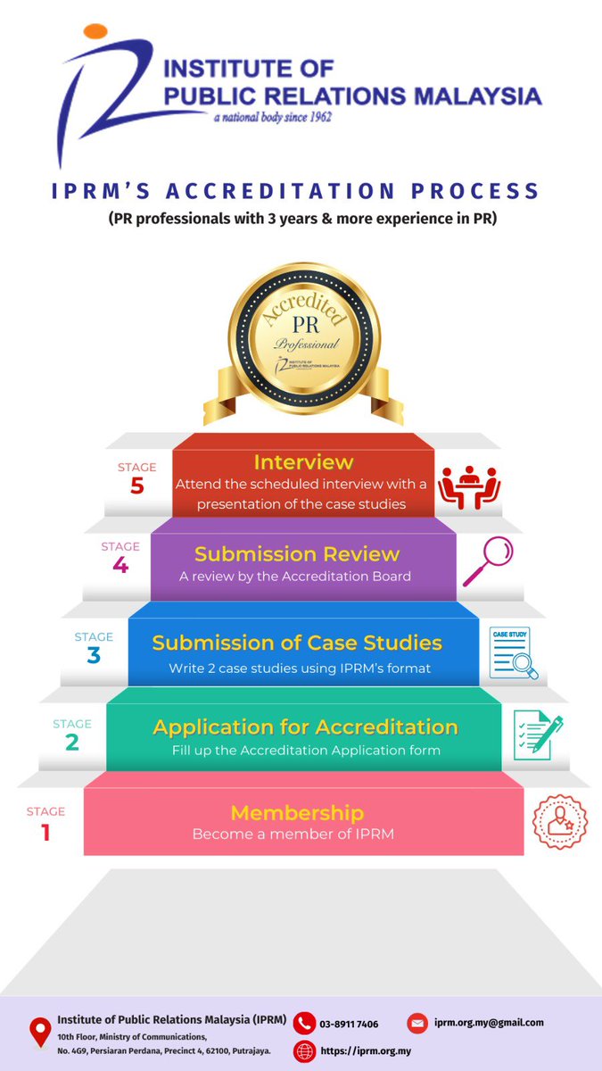 iprm_my's tweet photo. PR practitioners with 3 years of experience and more are welcomed to apply for Accreditation with IPRM to advance your professionalism. https://t.co/R9lEOS9Ui5