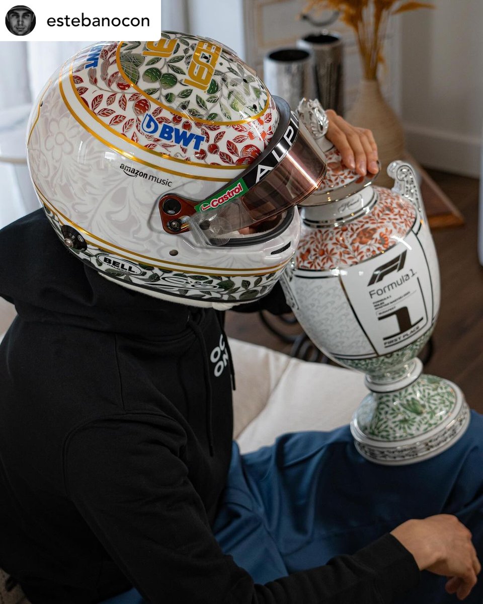 F1's tweet photo. Running two stunning #HungarianGP inspired helmets this weekend 😮‍💨

@LandoNorris 🤝 @OconEsteban 

#F1 https://t.co/bqPdaNXu45