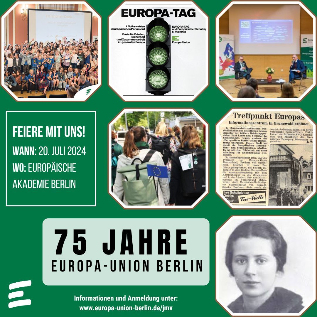 Morgen feiern wir 75 Jahre #AuftragEuropa in Berlin - mit tollen Gästen &amp; pro-europäischen Persönlichkeiten wie... DIR! Feiere mit der Europa-Union Berlin in der wunderschönen Villa der Europäischen Akademie Berlin in Grunewald. Melde dich an unter europa-union-berlin.de/jmv
