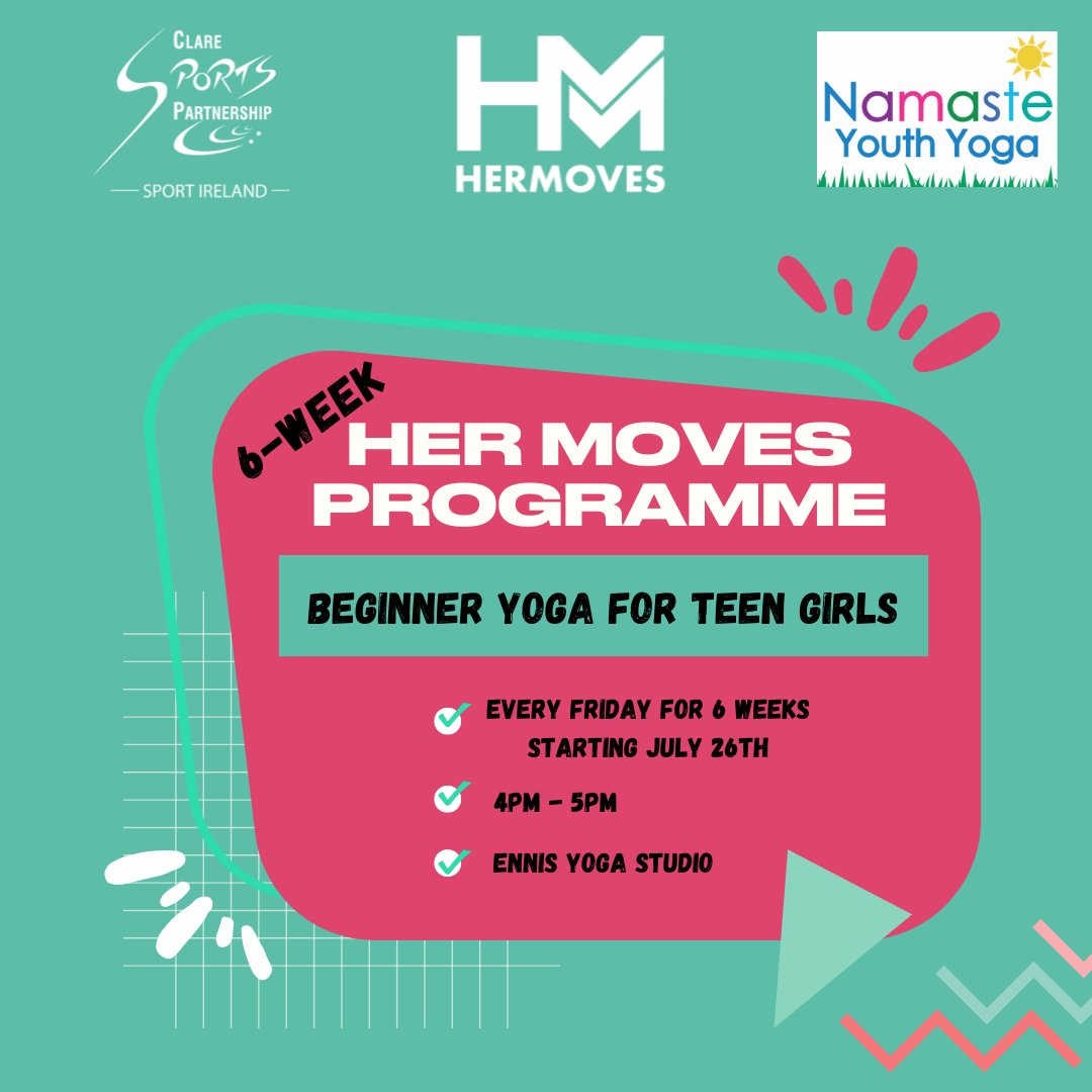 ACT FAST! There's still time to register your interest for our Teen Girls Yoga Programme in Ennis with Namaste Youth Yoga 🧘‍♀️🌷✨👇✅

claresports.ie/her-moves-yoga…

<a href="/hermoves_ie/">Her Moves</a>

#ActiveClare #HERMOVES #FindSomethingThatMovesYou