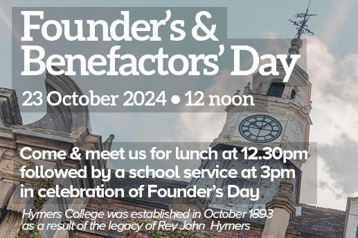 131 years ago, in October, Hymers College opened its doors to its first students. To celebrate this occasion, we invite you to lunch, followed by a school service in celebration of Founder's and Benefactors' Day. To book your place, please visit oldhymerians.com/event/founder-…