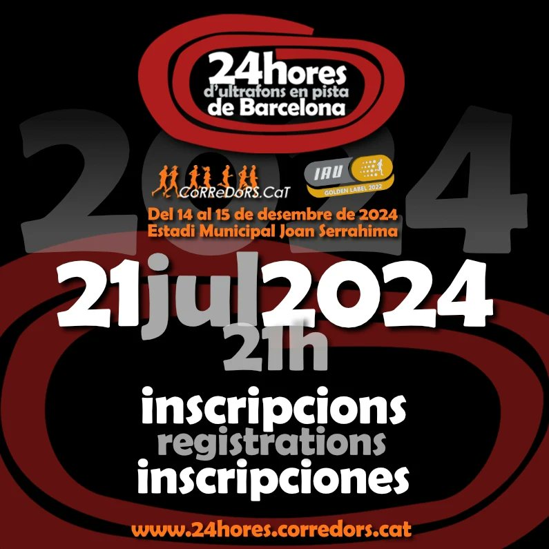 Aprofitant l’ocasió, us anunciem que el proper diumenge 21 de juliol, a les 21 hores, obrirem les inscripcions de la 21a edició, que celebrarem a l’Estadi Joan Serrahima el proper 14 i 15 de desembre.
corredors.cat/24hores