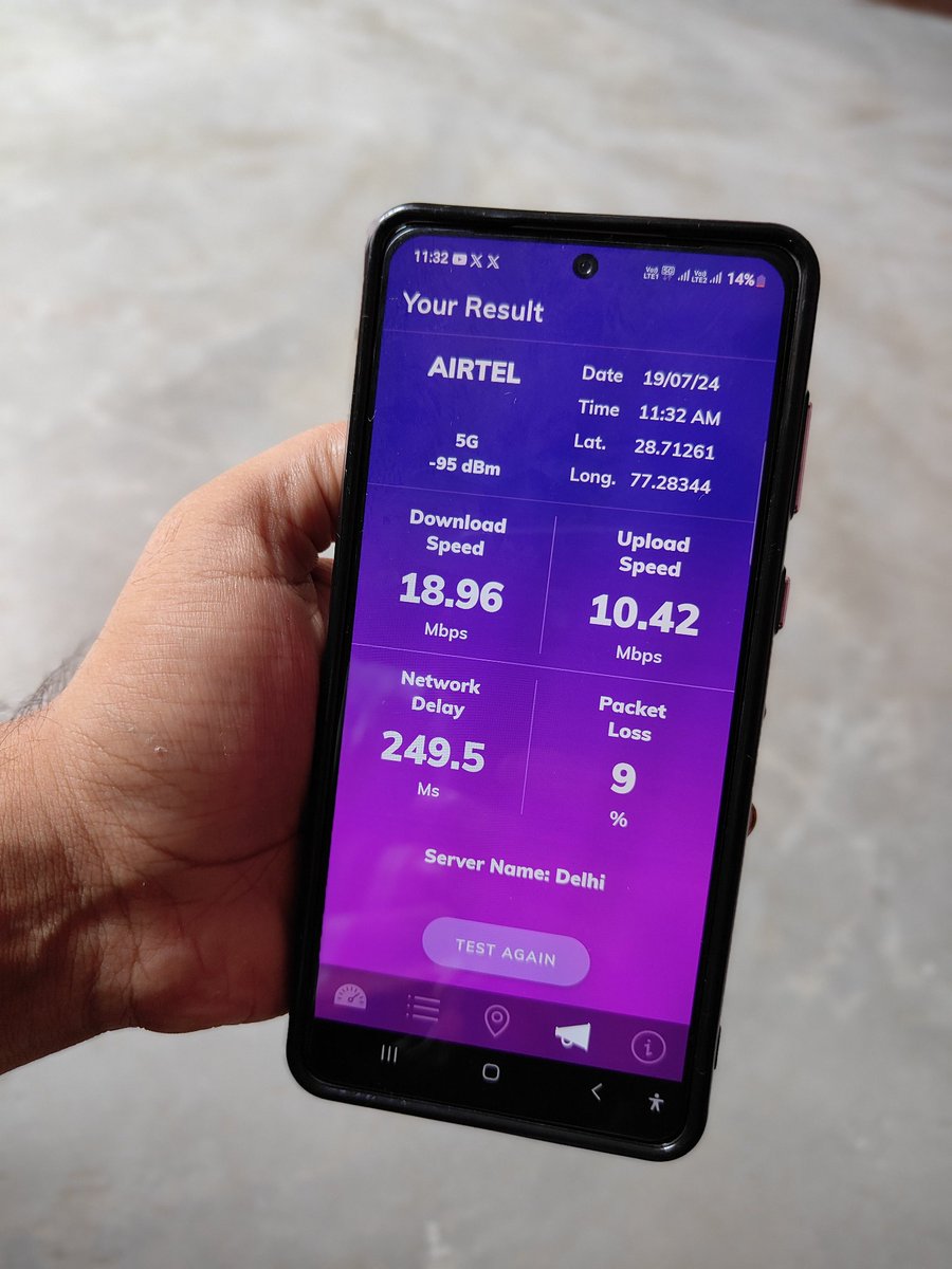 <a href="/airtelnews/">Bharti Airtel</a> <a href="/airtelindia/">airtel India</a> वालों कृपया यह बताने का कष्ट करो 5G अनलिमिटेड के नाम पर क्यों लोगों को लूट रहे हो स्पीड देखी आपने किस तरीके की स्पीड आ रही है 5G के यह हालात हैं आप लोगों के और रिचार्ज के प्लान महंगे करते हो सर्विस तो दे दो सही से <a href="/TRAI/">TRAI</a> <a href="/PMOIndia/">PMO India</a>