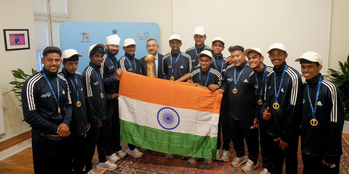 Truly inspirational journey!
Victory of indomitable human spirit
against all odds 🙌🏽

The very special &amp; talented young
#TeamIndia 🇮🇳 wins ⚽️ Gothia🏆
Special Olympics (Gp 5) 👍🏽

Privilege to host the team &amp; coaches
Complements <a href="/SOlympicsBharat/">Special Olympics Bharat</a> 
&amp; <a href="/SKFgroup/">SKF</a>

#SwedenIndiaSambandh