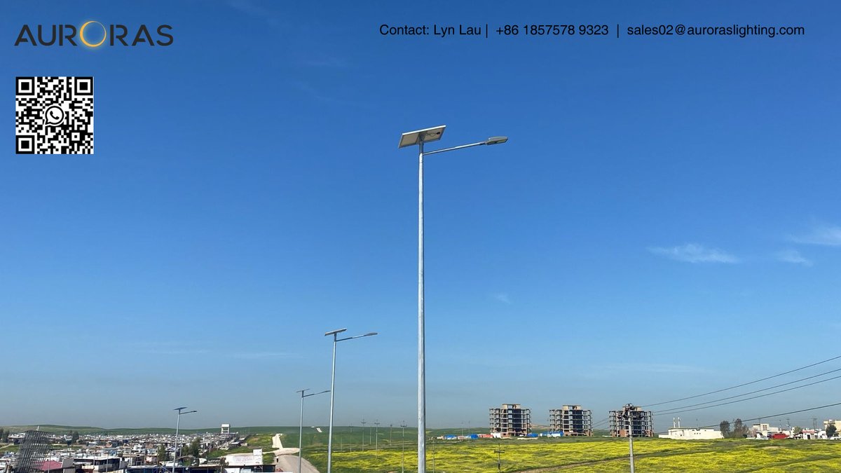 lynlau6's tweet photo. 80W solar street light installation by Iraq team, 10m pole height high efficiency lamps~
Contact: Lyn Lau
+86 1857578 9323
sales02@auroraslighting.com
#streetlight #solarpower #iotsolarlight #motionsensorlight #streetpost #streetpole #solarpole #solarmast #verticalsolar https://t.co/Q6wsgZH0On