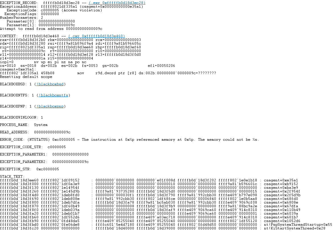 snicoara's tweet image. This Crowdstrike issue seems to be an issue with addressing invalid memory space... #Crowdstrike #BSOD