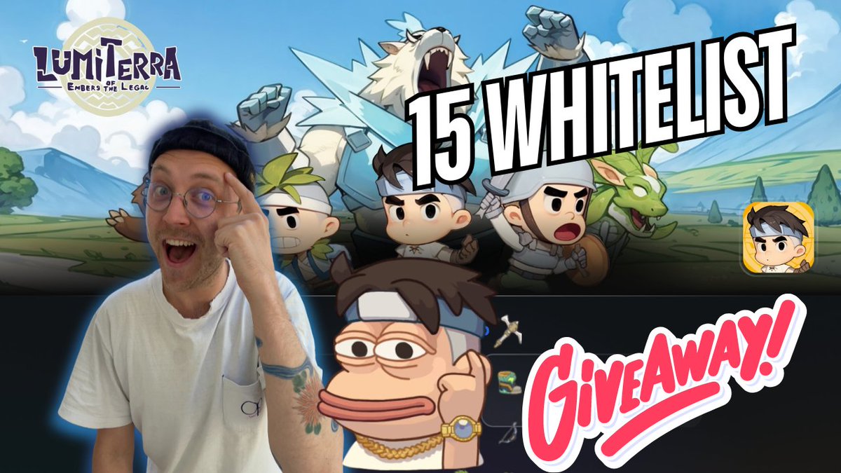 🎉🚀 GIVEAWAY ALERT! 🚀🎉

I am giving away 15 exclusive Whitelist spots for Lumiterra! 🌟 If you've already got one, please dont take someone else chance way💖

To enter:
1️⃣ Follow <a href="/Dabudda17/">Dabudda | KIND</a>  and <a href="/LumiterraGame/">Lumiterra</a>
2️⃣ Like &amp; Retweet this tweet
3️⃣ Tag 3 friends in the comments and