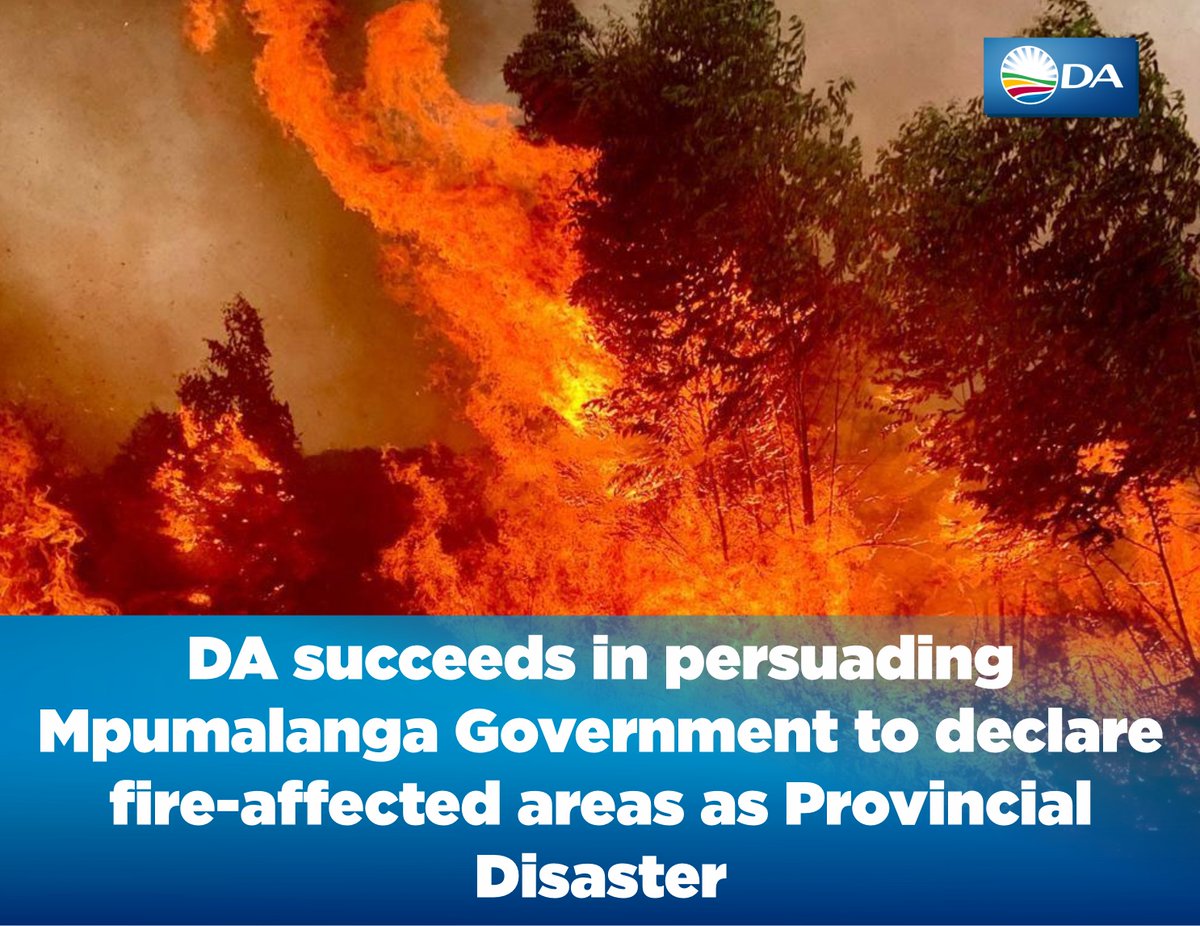 We have managed to successfully persuade the Provincial Government to declare fire-affected areas in the province as Provincial Disaster.

mpumalanga.da.org.za/2024/07/da-suc…