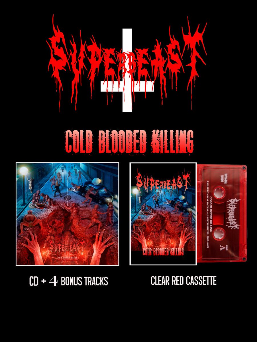 superbeastmetal's tweet photo. “Cold Blooded Killing” out now!
#deathmetal #superbeast #metal #newreleased #metalband #heavymetal　#digitalalbum #cd #cassettetape #musictape #blackmetal #washburn  #デスメタル #ヘヴィメタル #ニューリリース #ジャパメタ #cd https://t.co/e2GrBeGT7f