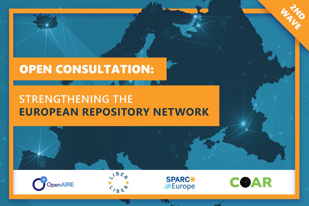 OPEN CONSULTATION📣

We call on the wider European library community to take part in an open consultation &amp; help shape a collective vision for #repositories in Europe. We seek YOUR insights and feedback.

Read more on our blog and take the short survey: ow.ly/upVV50SFLAz