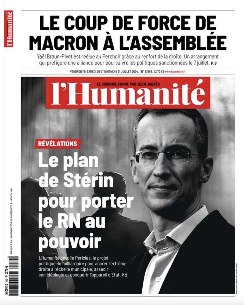 Thomas_Lemahieu's tweet photo. Stérin : « Si vous publiiez mon plan confidentiel, vous pourriez être poursuivis pour divulgation du secret des affaires. »

L’Humanité : …

#holdmybeer https://t.co/mkcpT9NN04