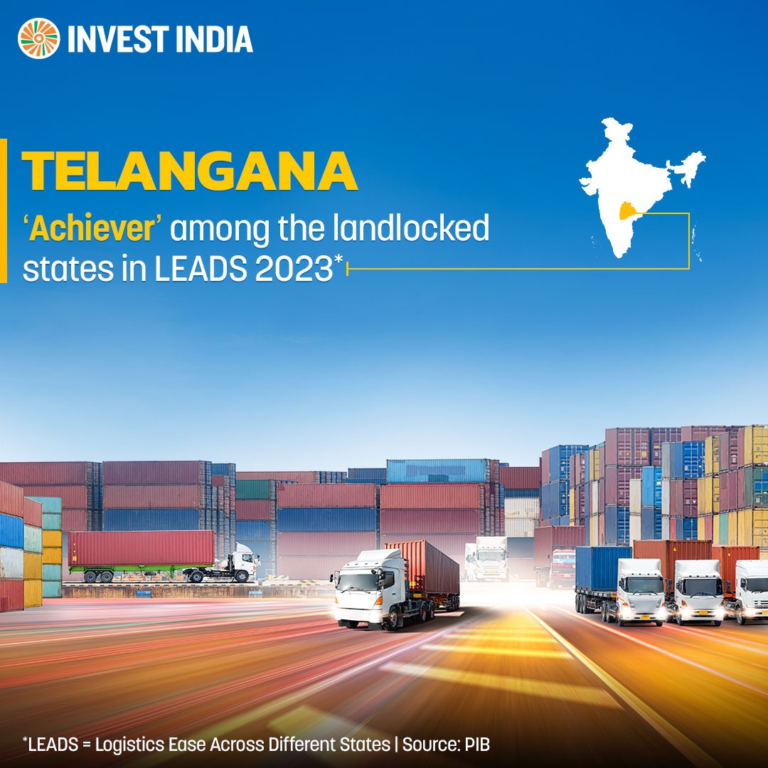 investindia's tweet photo. With plans to develop 10-12 logistic parks in the next 2-3 years, #Telangana is on the fast track to becoming a global #logistics hub.

Explore unmatched opportunities to shape the future of connectivity today: https://t.co/riCyaatJ7x

#InvestInIndia #LEADS2023 @makeinindia https://t.co/qSNWWHAhEk