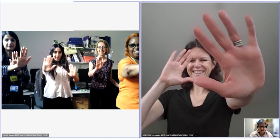 THCHS1's tweet photo. @ELFT_QI SAFER project team with @aharborne leading moves for 'SAFERR'. District nurse Team Lead Moji testing 'SAFERR' in SE locality + empowering staff to 
STOP! when they don't feel safe 
Ask for help
Find out more
Everyone needs to know
Report
Record https://t.co/HXhAN1c35B