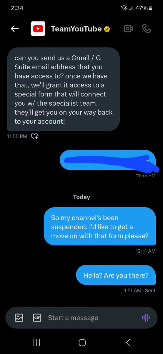 BladeRaisor's tweet photo. Hey @TeamYouTube, when are you gonna message me back? My channel's been taken down, and you guys haven't responded in hours! https://t.co/DjgYi0JqCc