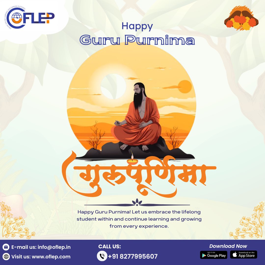 OFLEPofficial's tweet image. Happy Guru Purnima! Celebrate by nurturing the learner within you. Embrace every opportunity for growth and let every experience guide you on your journey of continuous learning and self-improvement.🙏
---
#Oflep #happygurupurnima #gurupurnima #guru #teacher #teaching