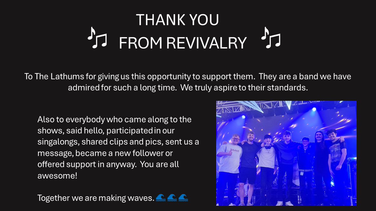 revivalryband's tweet photo. Thank you @TheLathums for this week. Have the best day ever today lads 🔥🔥🔥 https://t.co/pozal2n3Ti