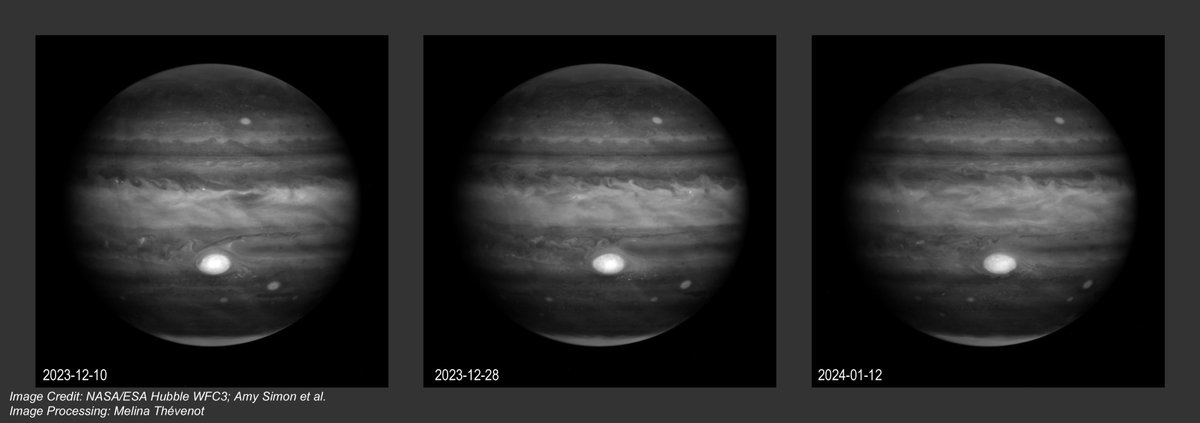 Jupiter changes in the atmosphere within one month
Hubble