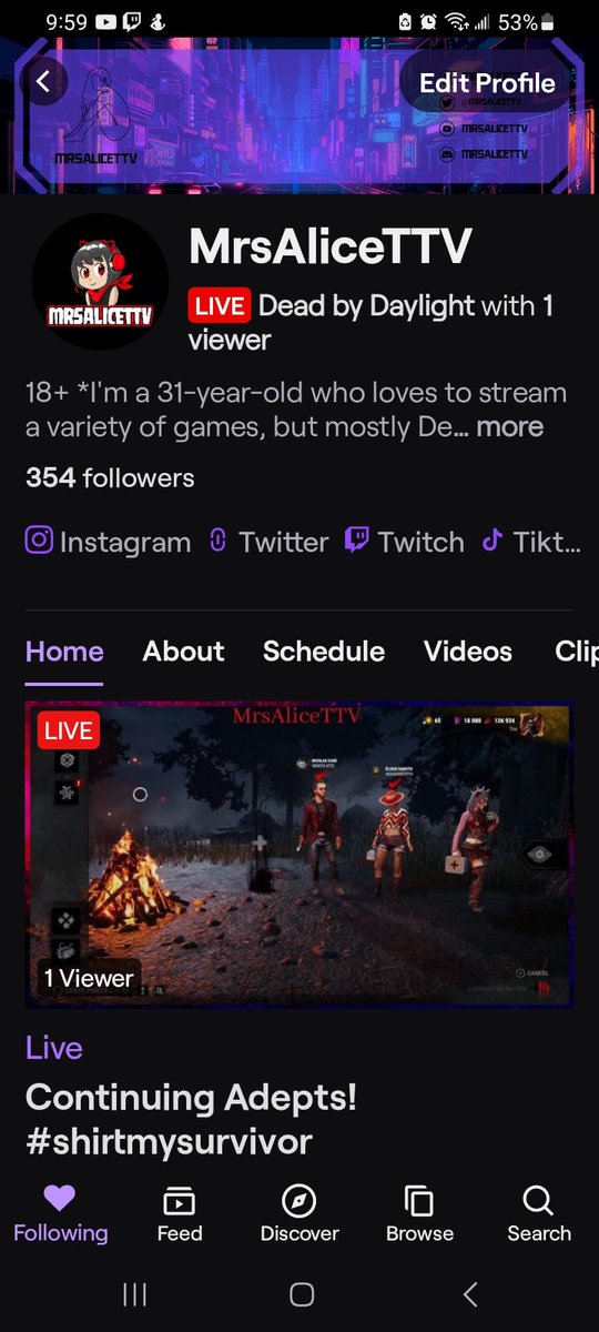 MrsAliceTTV's tweet photo. I'm live! https://t.co/aCVuQwfVvQ