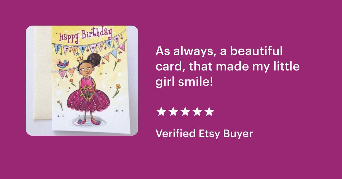 NyhaCards's tweet photo. Lovely customer review! Thank you for choosing Nyha Cards https://t.co/oA5uQqqdyf for children's birthday cards. โ
โ
โ
โ
โ
โAs always, a beautiful card, that made my little girl smile!โ - Hannah #EarlyBiz #kidsparty #birthdaygirl #parentsontwitter #blackgirlmagic #cardsforkids https://t.co/0kuGhLJ68O