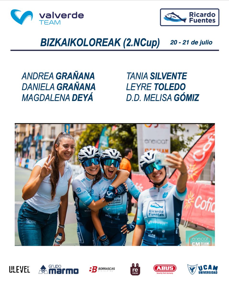 📷 Fin de semana en País Vasco para las juveniles, afrontando una gran carrera UCI de su categoría incluida dentro del calendario internacional. Momento de medirse a las mejores corredoras del circuito mundial, sábado y domingo, en 𝐁𝐢𝐳𝐤𝐚𝐢𝐤𝐨𝐥𝐨𝐫𝐞𝐚𝐤