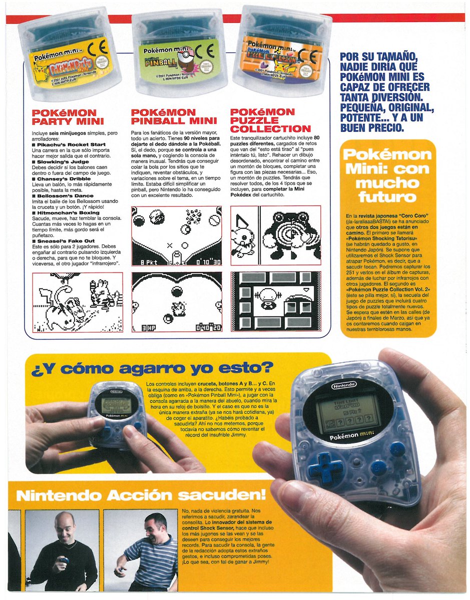 nintendoaccionX's tweet photo. Pokemon Mini...¿La consideráis una consola? ¿Un juguete? La revista dedicó un par de paginas para celebrar su lanzamiento.
#pokemon #pokemonmini #nintendoaccion https://t.co/Hu1TjhHjbH