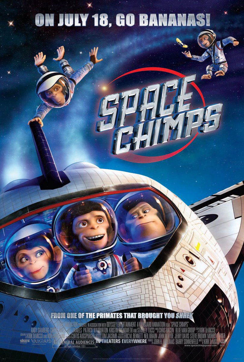 FilmNewsNos's tweet photo. 🎬MOVIE HISTORY: 16 years ago today July 18, 2008 the movie ‘Space Chimps’ opens in theaters!
#AndySamberg @CherylHines #JeffDaniels #PatrickWarburton #KristinChenoweth #KenanThompson #ZackShada #CarlosAlazraqui #OmidAbtahi #PatrickBreen @janemarielynch #KathSoucie #StanleyTucci https://t.co/PLzHOxKdOc