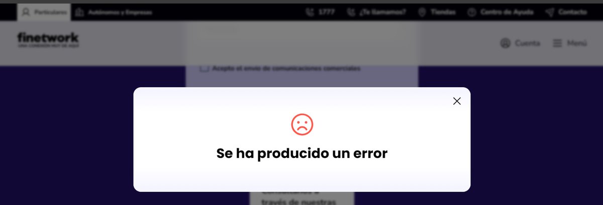 NikahCruz's tweet photo. @finetwork desde el lunes intentando hablar con Atención al cliente, ni en el 1777 (te dejan en espera eternamente), no pidiendo llamada por la app (4 días) y hoy tampoco se puede por el formulario... ¿Os habéis ido todos de vacaciones? https://t.co/X7plcFknwd