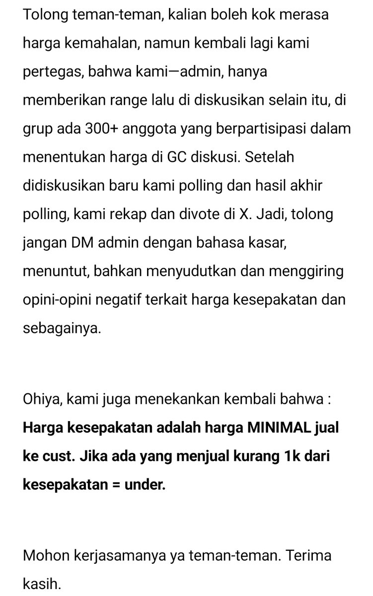 Hallo, selamat siang teman-teman! ☀️

Tolong baca ini sampai akhir dan pahami maksud kami. Terima kasih.