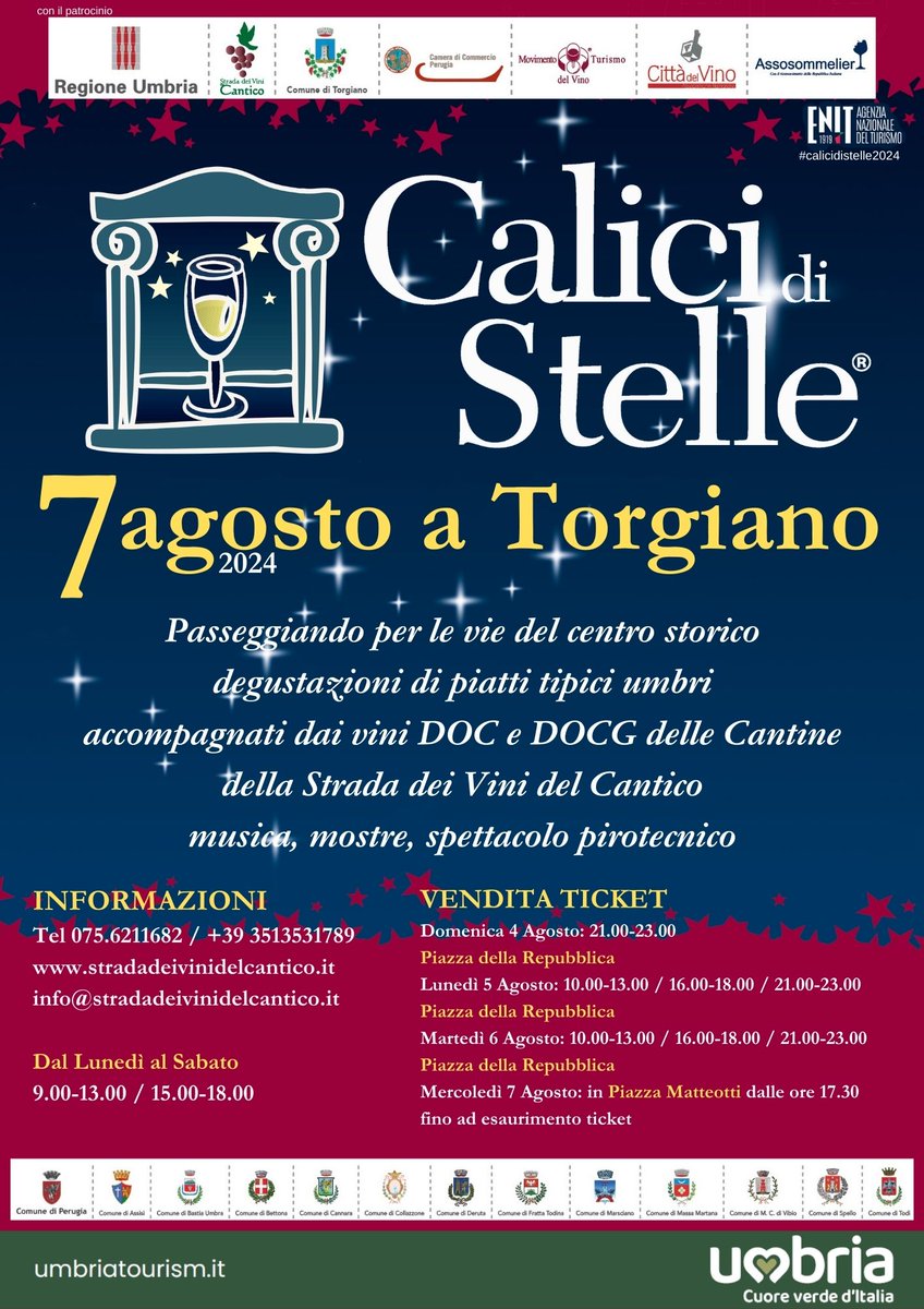 Siamo lieti di annunciare che #CalicidiStelle si terrà il 7 agosto! Stessa formula magica degli scorsi anni. Data anticipata per non sovrapporci all'Agosto Torgianese. Vi aspettiamo per brindare insieme sotto le stelle! 🌟🍷

#VinoSottoLeStelle #Degustazione  #EventiInUmbria
