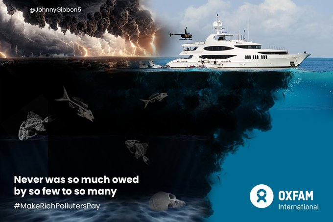 The richest 1% produce as much carbon as 2/3s of humanity. Time to tax the richest polluters and support impacted communities! #MakeRichPollutersPay 
 
In collaboration with <a href="/OneMinuteBriefs/">One Minute Briefs ⏱️</a> to #MakeRichPollutersPay.  
🎨 by <a href="/johnnygibbons5/">johnnygibbons</a>  
 
More: makerichpolluterspay.org/take-part/