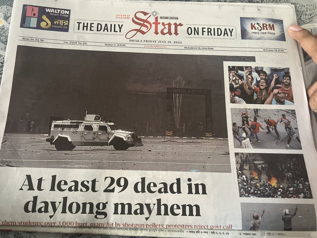RTD_BD's tweet photo. Still the newspapers are not dare to write that who killed these students, who killed our children, who killed our brothers, who killed school goers? 
Who is the children mass murderer? 
Utter the name with courage!
SHEIKH HASINA!
HASINA- the mass murderer! https://t.co/vIUP9uM8JU
