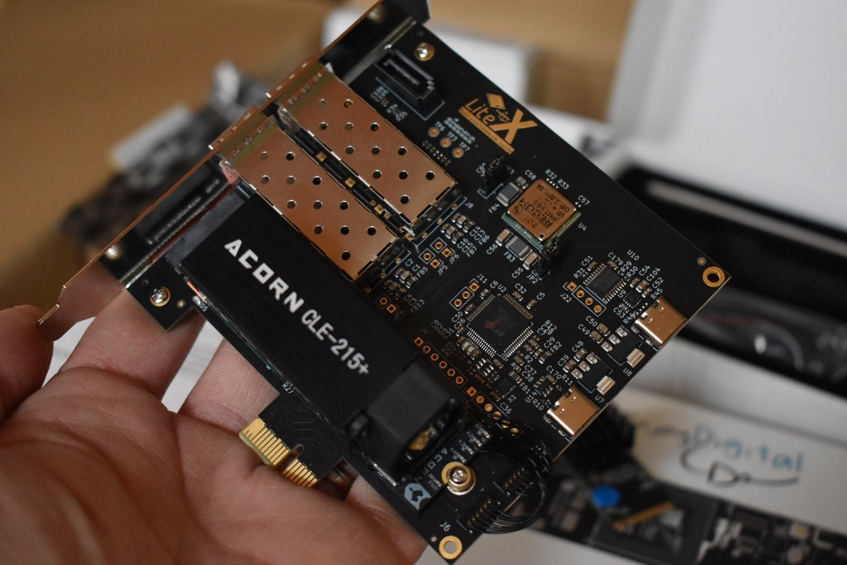 Unboxing day! 📦Our LiteXM2SDR (beta-testing) and LiteX Acorn Baseboard Minis are in!

The Acorn Baseboard is a versatile LiteX dev board (SoC, Linux, PCIe, Ethernet, SATA, and more!). Fun projects with SQRL Acorn and LiteXM2SDR are coming. 🚀

Get your LiteX Acorn Baseboard now