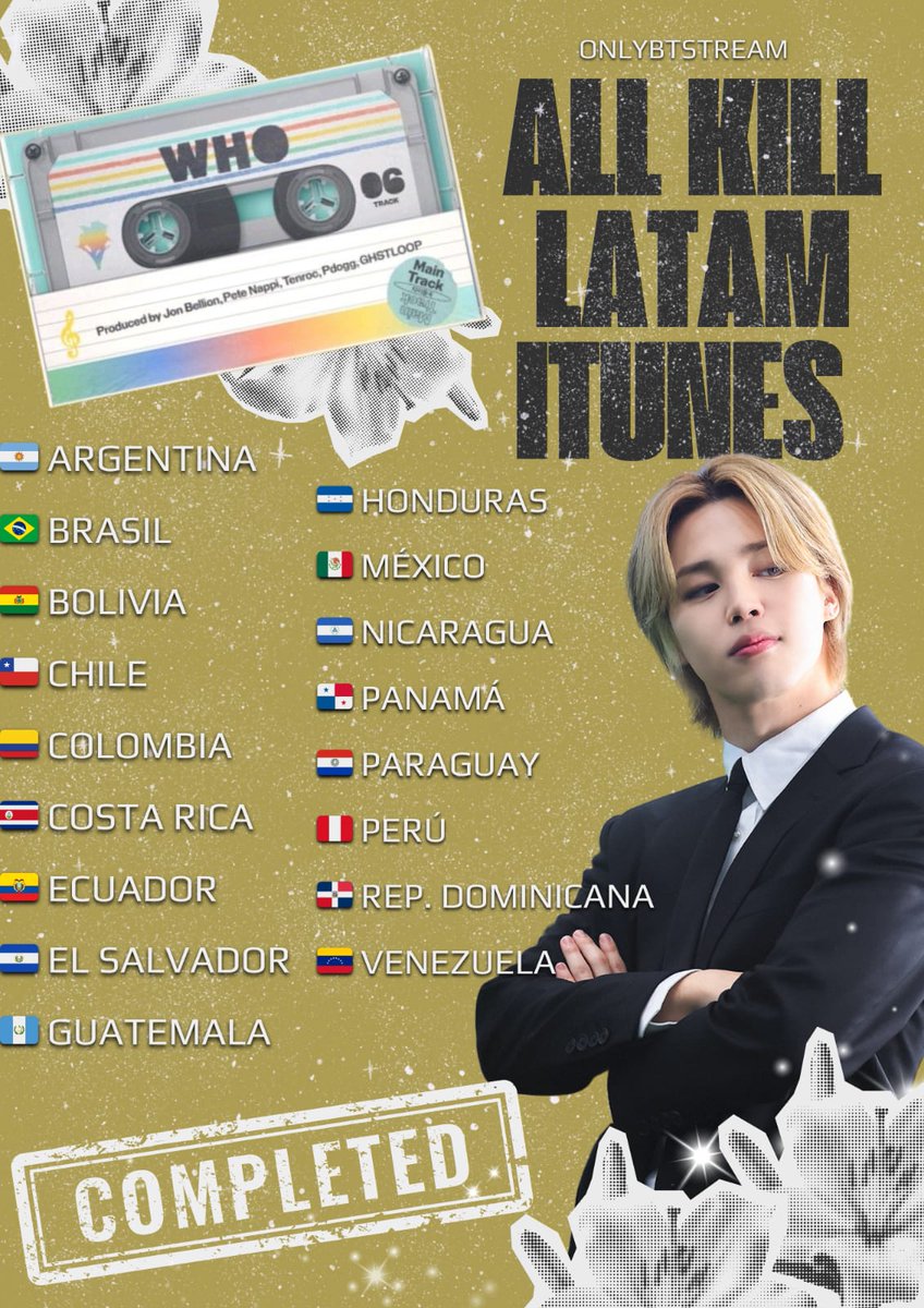 pjmIesviu's tweet photo. "WHO" LOGRA ALL KILL EN ITUNES LATAM! SIGAMOS TRABAJANDO EN EQUIPO ARMYS LATINAS, vamos por más logros para Jimin, sigamos aumentando el stream en todas las plataformas de streaming y sigamos comprando 🔥

WHO ALL KILL ARMY LATAM
WHO LATAM
#Jimin #Jimin_Who 
#Jimin_MUSE #WHOLATAM https://t.co/I8vMcWQ4J8